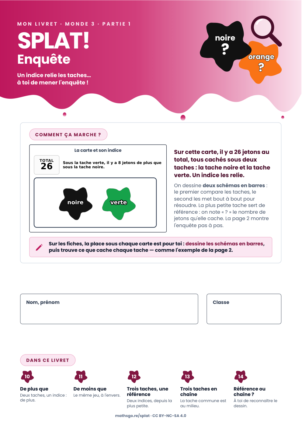 Couverture du livret SPLAT! Enquête, partie 1 du monde 3