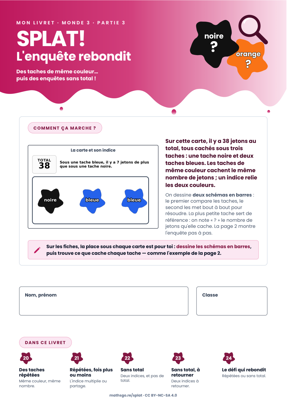 Couverture du livret SPLAT! L'enquête rebondit, partie 3 du monde 3