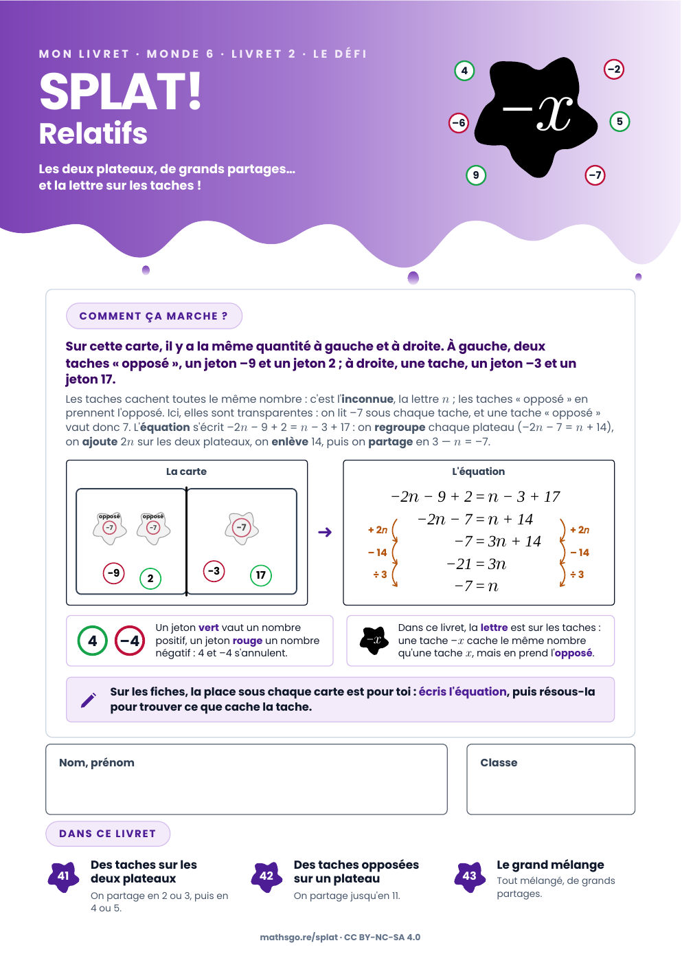 Couverture du livret SPLAT! Relatifs, Le défi du livret 2