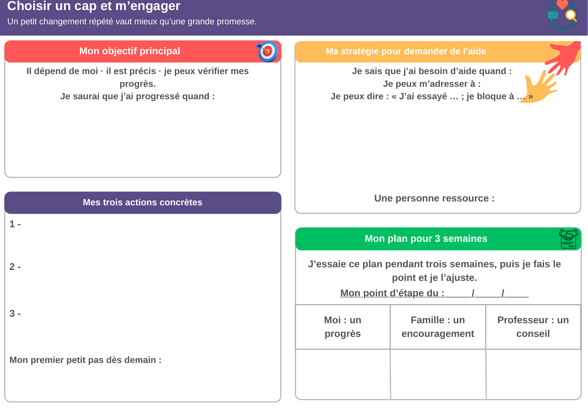 Page 4 : choisir un cap et m’engager